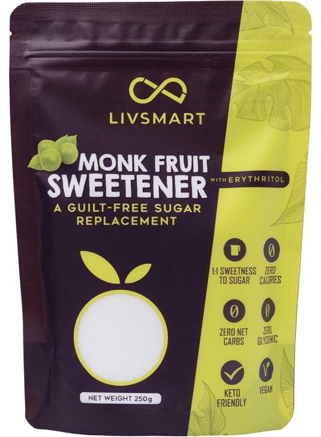 Livsmart Monk Fruit Sweetener, Zero Calorie Sugar Substitute, Keto Friendly (250g)