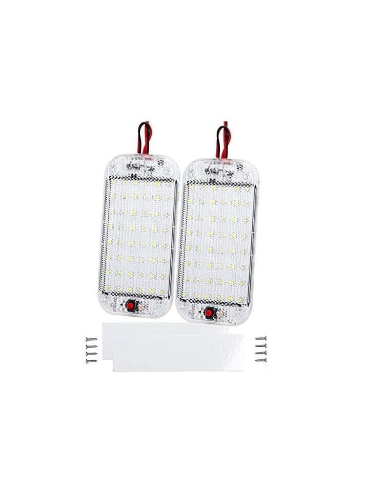 KOWVOWZ 2Pcs 12V-85V Car Interior Lighting LED, 48 LEDs Car Interior Lighting with on/off switch, Interior Lighting for Car Motorhomes Truck Van Boat Caravan