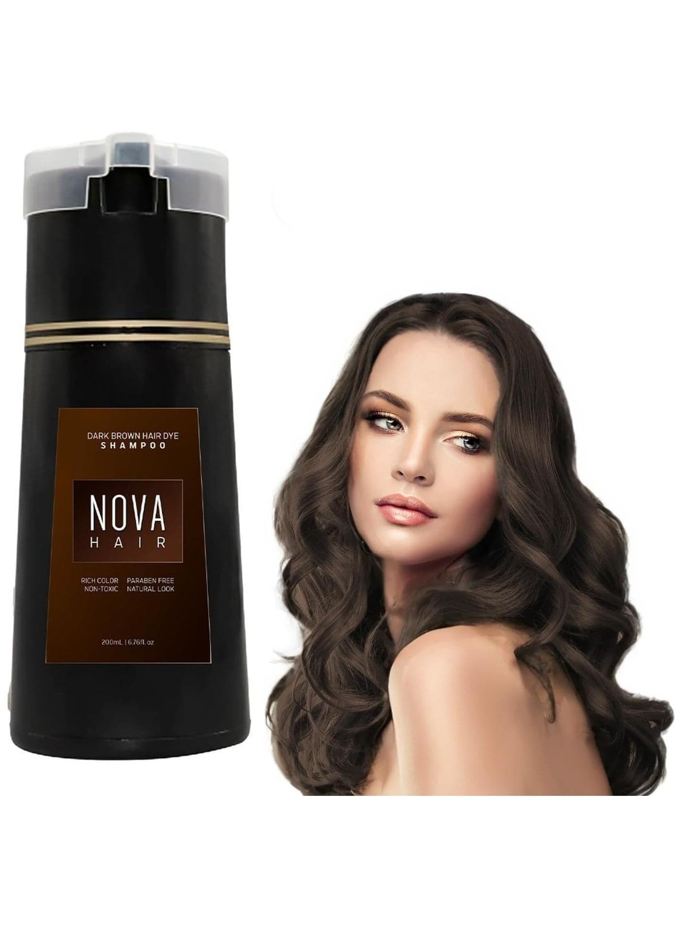 Hair Dye Shampoo Natural Instant Color for Gray Coverage,Safe, Unisex Formula, For Hair Care 3 in 1, Herbal Ingredients, Keeping Hair Healthy and Shiny (Dark Brown)