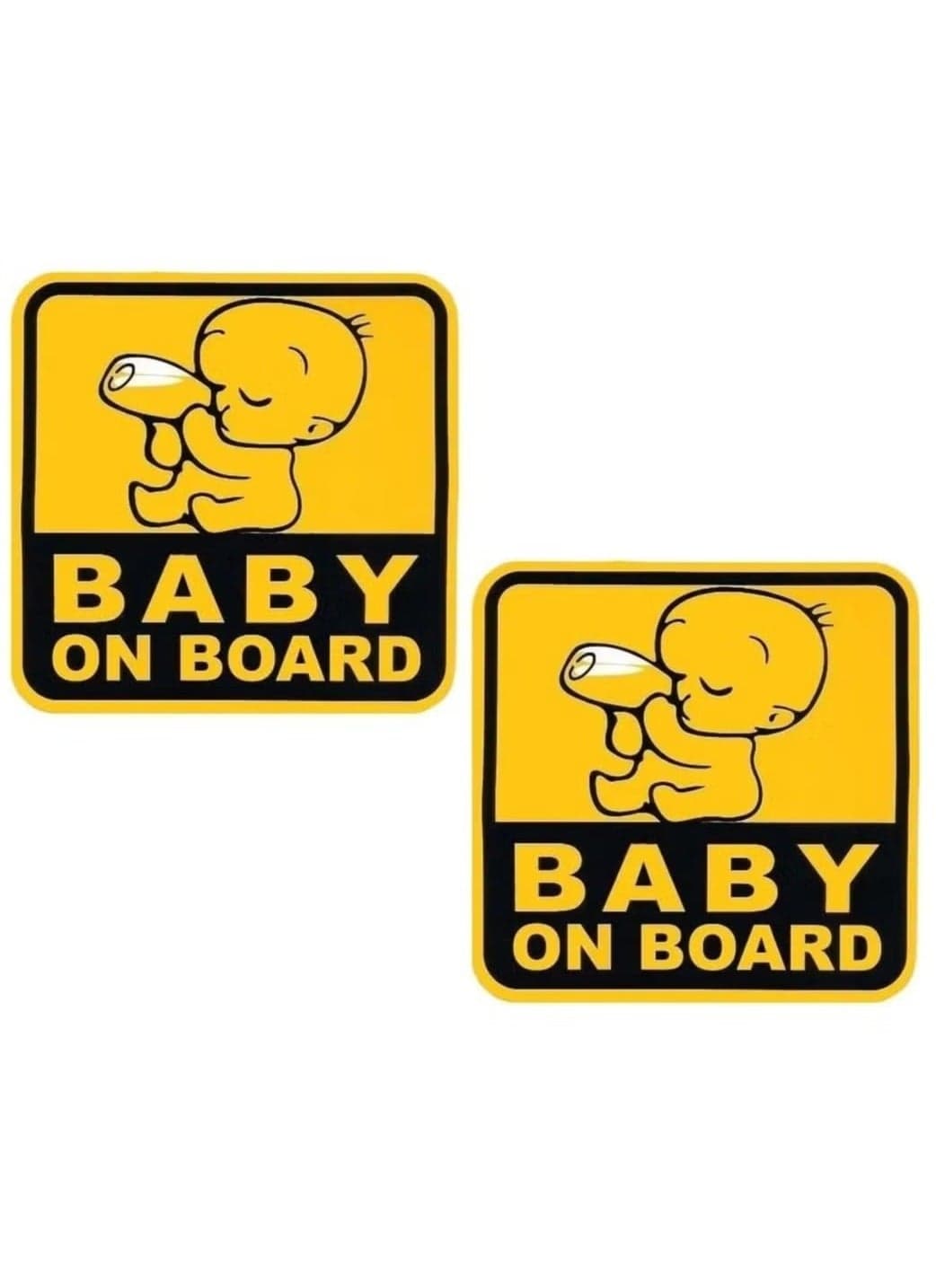Baby on Board Car Sign Stickers for Car, Reflective Self Adhesive, 2pcs Safety Warning Cute Design for Car Bumper Rear Window Universal 12x12cm