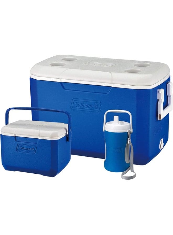 Emea|Camping Cooler Combo| 48 Quart/45 Litres+5 Quart/4.7 Litres+ 1/2 Gal/1.89 Litres Jug