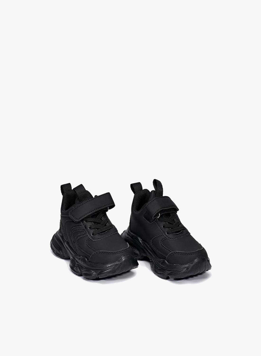 Black Sport School Sneakers with Loop Tab
