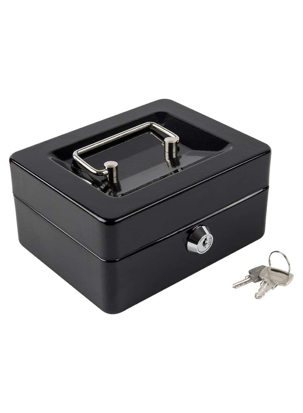 Cash Box Steel Register with Tray and Lock Durable Portable Money Box Safe for Bills Jewelry Receipts Coins
