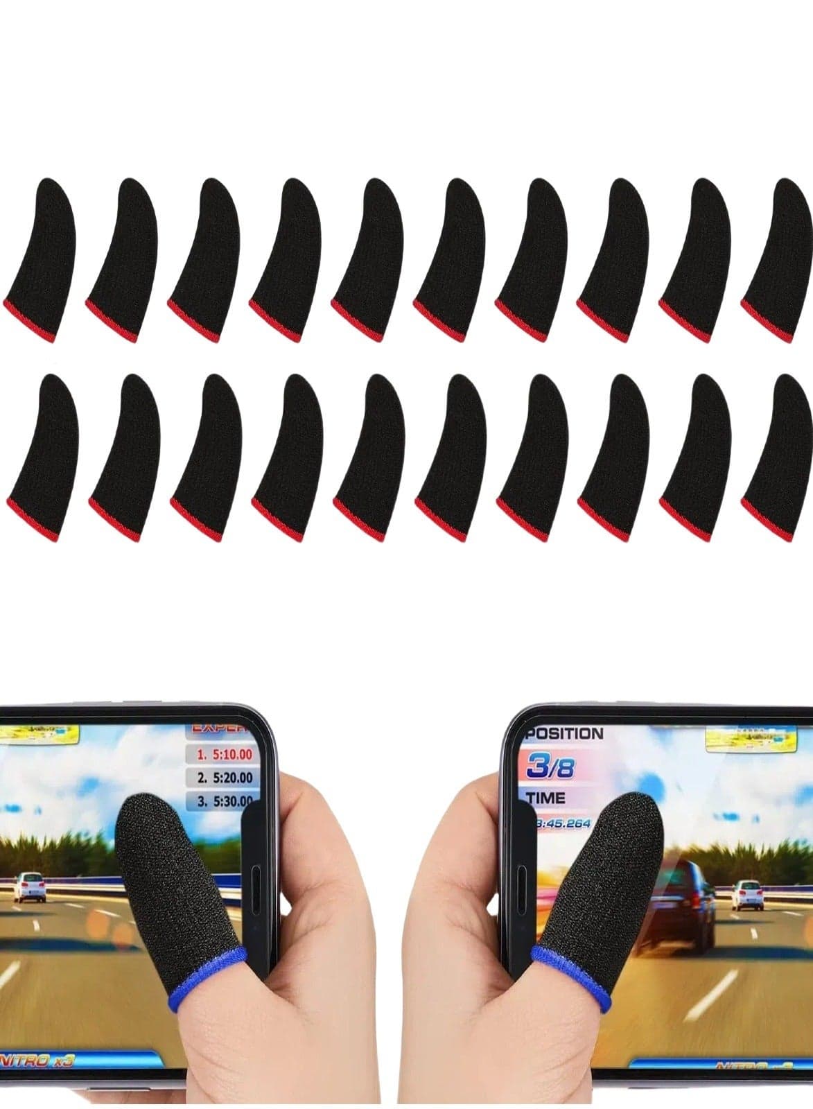 6-Pack Game Finger Sleeve Thin Breathable Anti-Sweat Anti-Slip Finger Thumb Sleeve Gaming Finger Cots Gloves for Aim Keys Cell Phone Gaming Finger Sleeves Gaming Accessories(Black-Red )