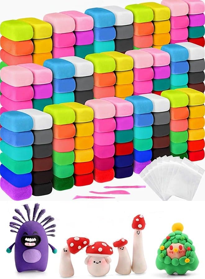 72Piece Air Dry Clay for Kids, Safe, Non-Toxic, Ultra-Light, and Easy to Shape for Endless Creative Fun and DIY Projects