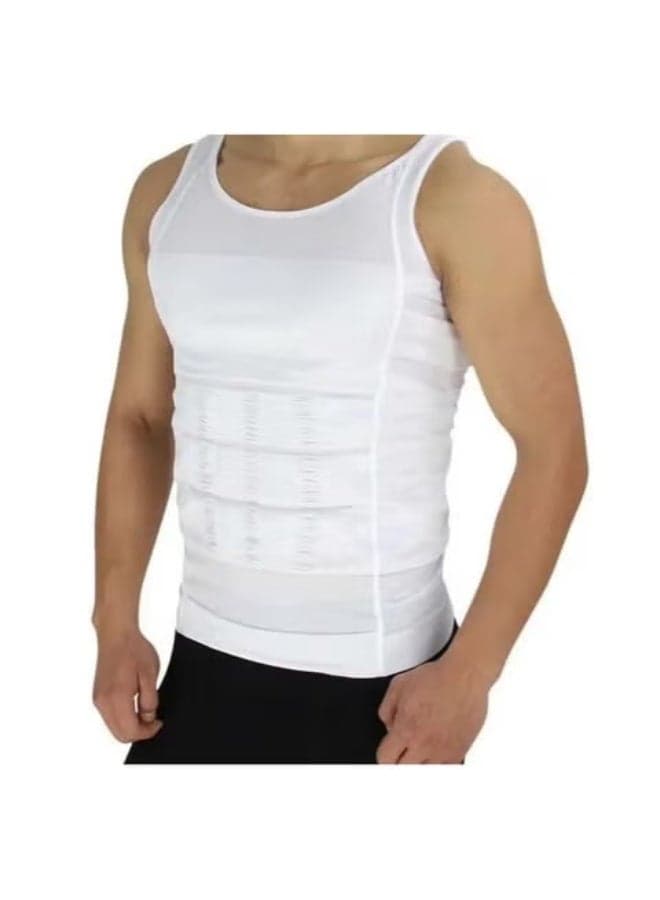 Men's Tight Fitting Belly Chest Slimming Vest White