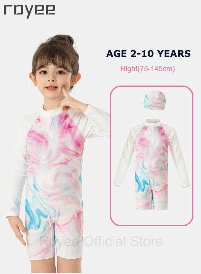Girls one piece Swimming Wear With Swim Cap Suit for Toddler/Junior/Youth Aged 2-12 Years girls,No formaldehyde, bleach, and fluorescent agen