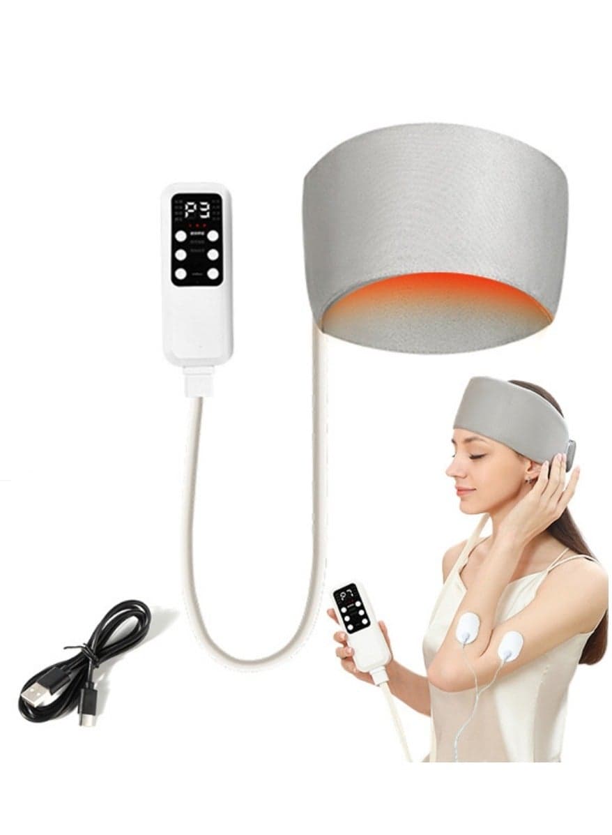 Type-C Rechargeable EMS Head Massager, Scalp Massager, Headache Relief, Sleep Aid, Hangover Relief with Airbag Kneading, Constant Temperature Hot Compress Head for Headaches