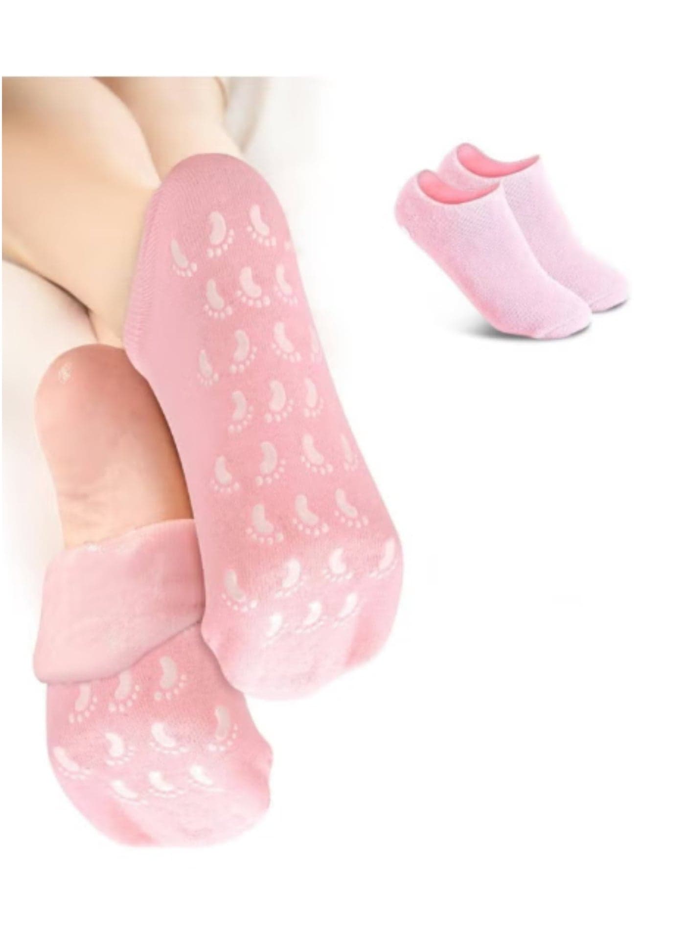 Silicone Gel Moisturizing Spa Socks for Women & Men – Reusable Heel Repair Socks with Natural Oils & Vitamin E – Hydrating Foot Care for Dry, Cracked Feet – 1 Pair