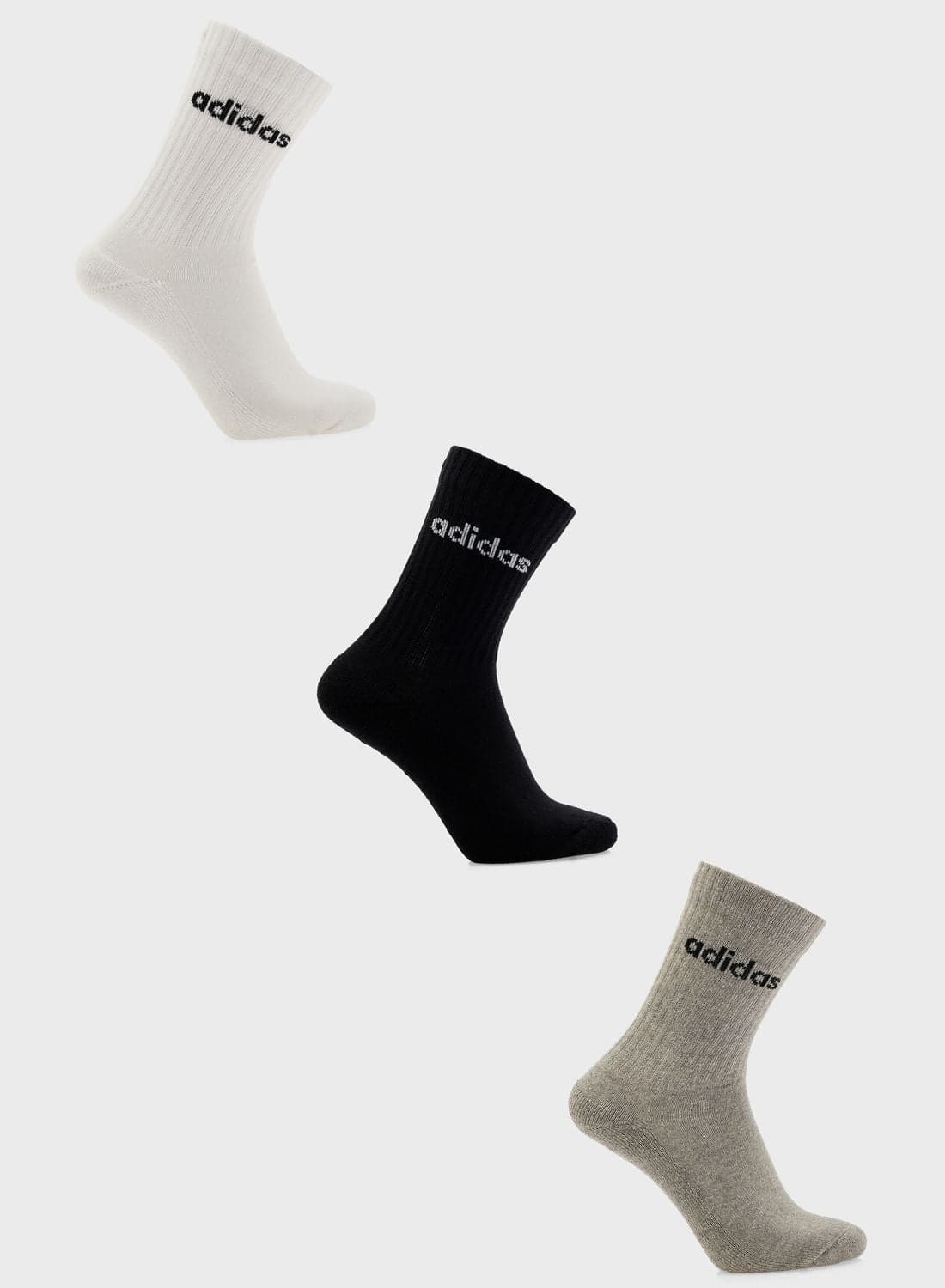 3 Pack Linear Cushioned Crew Socks