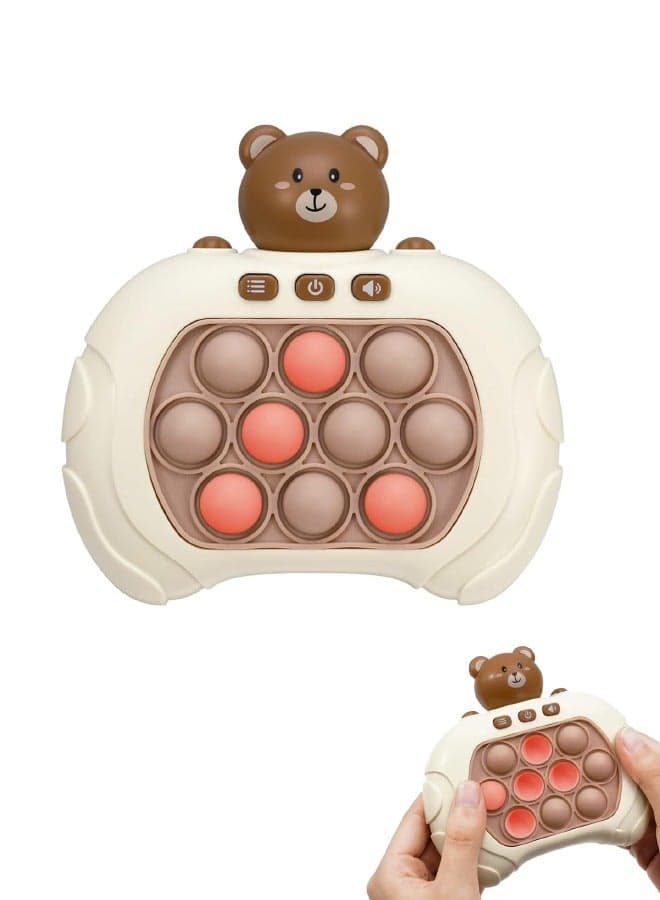 Pop Fidget Games for Kids, Decompression Breakthrough Puzzle Game Machine, Push Bubble Pop Puzzle Game, Quick Push Game Console, Push Button Toy for Kids Girl Boy Birthday Gift (Brown Bear)