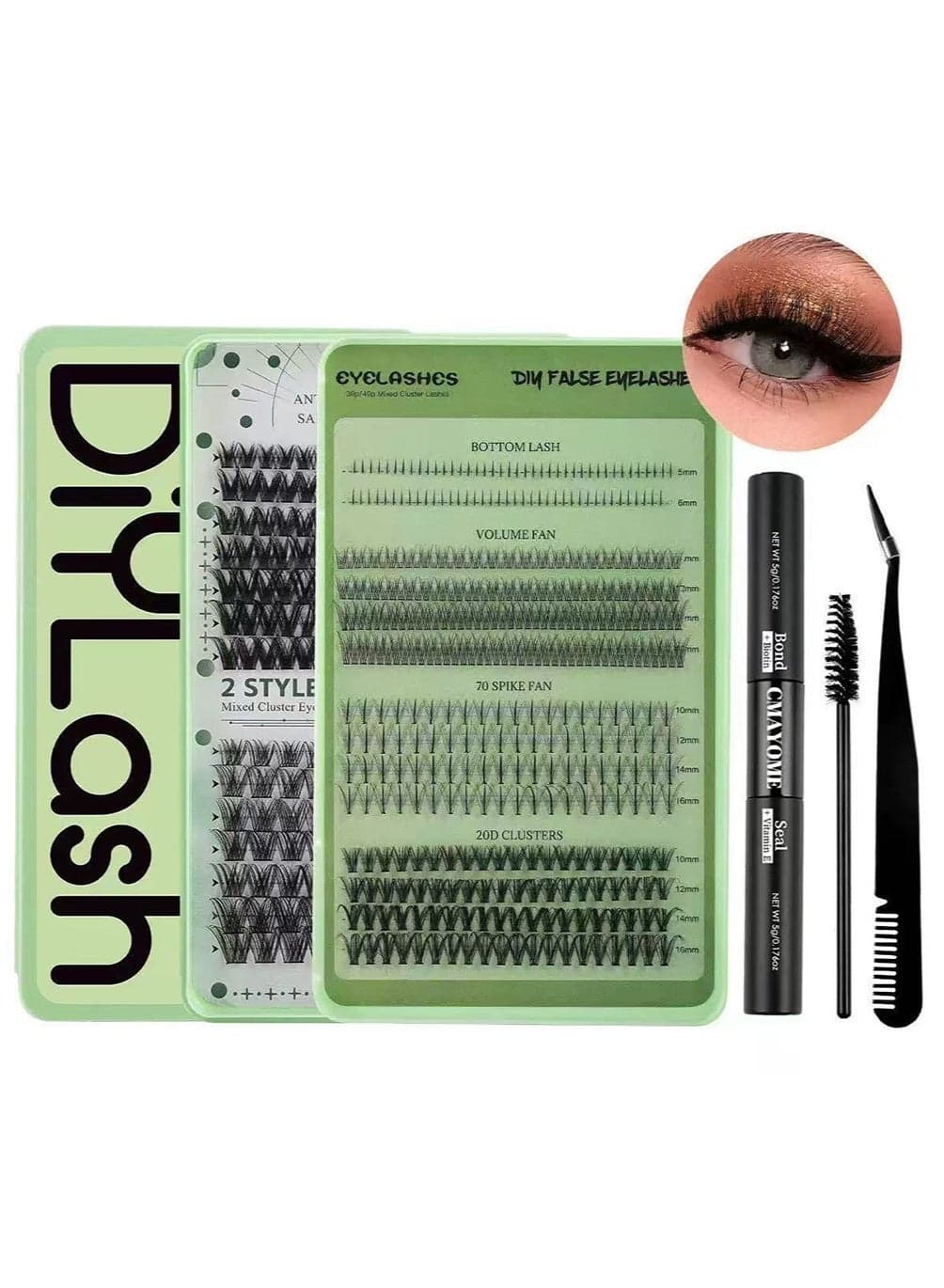 4 Styles DIY Eyelash Extension Kit 551 Clusters, 10-16mm Mixed Individual Lashes Cluster, Natural Curl Personal Eyelash Set, Segmented False Eyelashes, Thick Eyelashes
