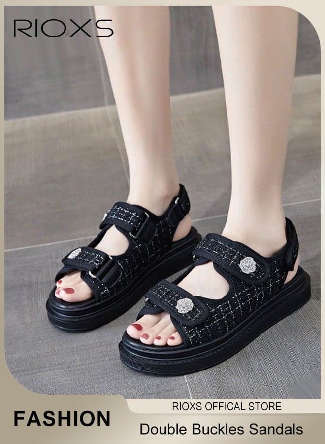 Women's Summer Fashion Sandals with Adjustable Straps, Breathable Open Toe Non-Slip Beach Sandals, Casual Ultra-Cushion Flat Sandals, Suitable for Any Foot Type, Perfect for Your Cool Summer Outfit