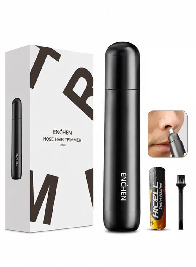 Professional Electric Nose Hair Trimmer for Men & Women,High-Speed Dual-Edge Rotary Blades Nose Hair Removal,Waterproof Detachable Head,Battery Operated,Portable Grooming Tool with Travel Lock