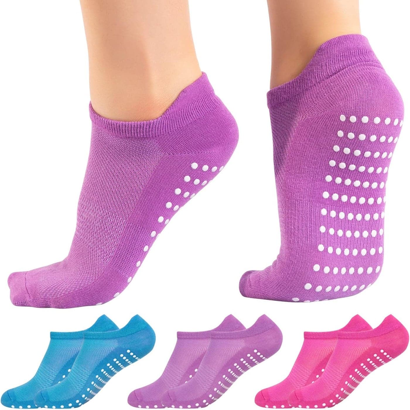 Womens 3 Pack Grip Socks Grip Socks- multi color
