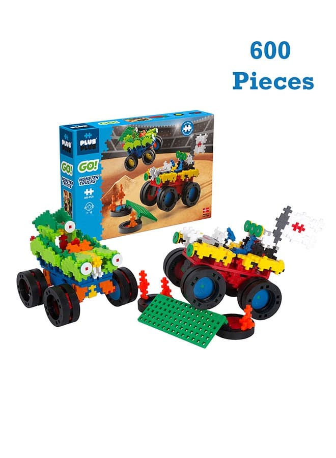 Creative Building Blocks, Monster Trucks, Construction Toy, Plusplus Go, 600 Pieces, Basic