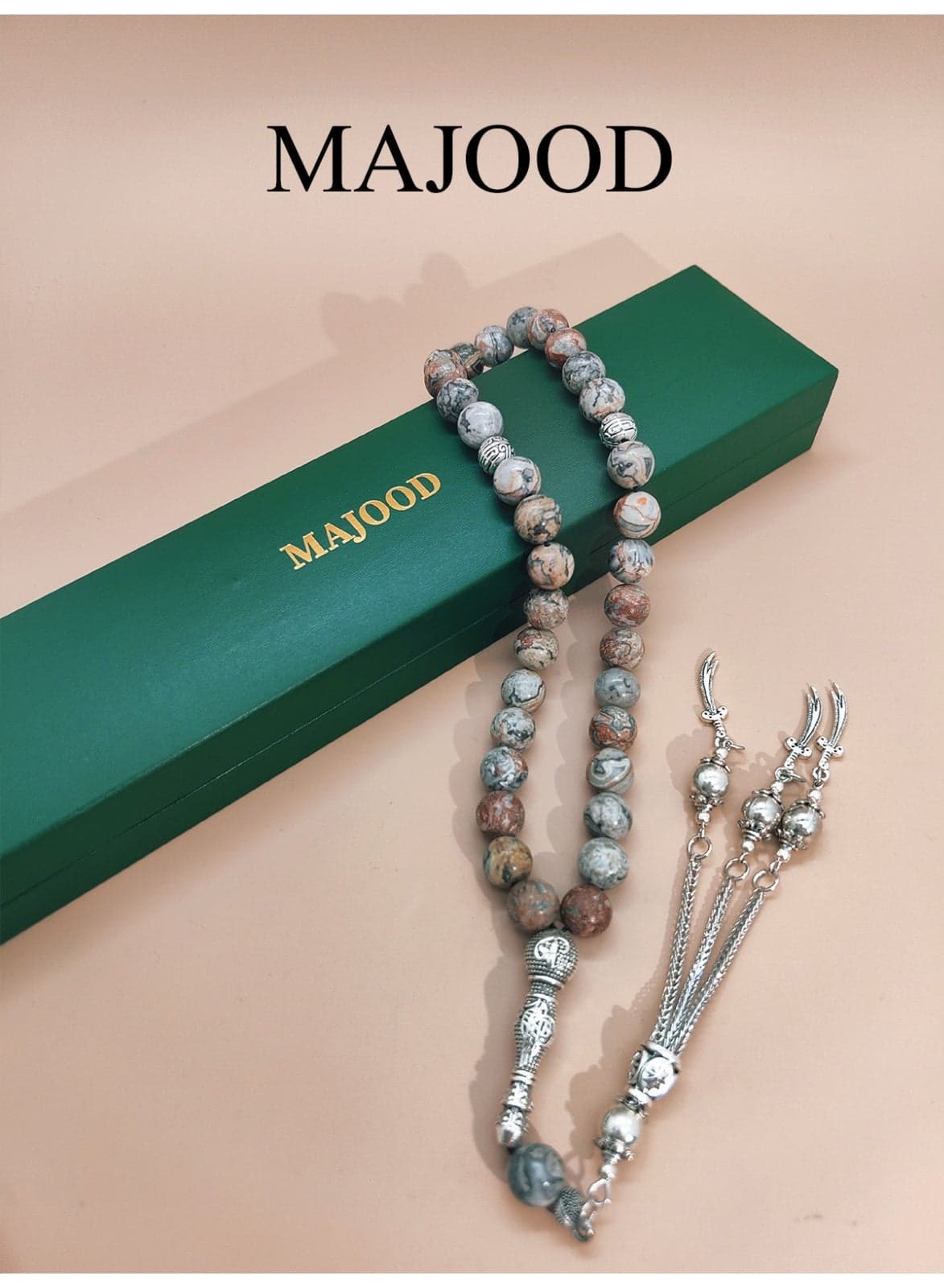 33 Natural Colorful Map Stone Prayer Beads/Tasbih/10MM