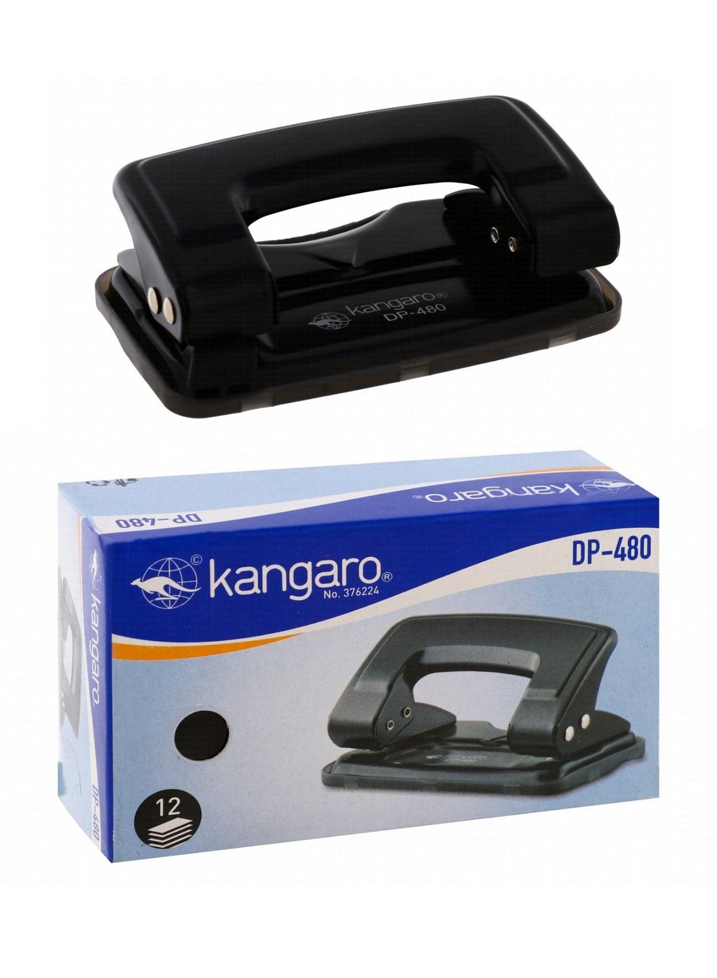 1-Piece DP-480 Two Hole Paper Punch 12 Sheet Capacity Assorted Colours