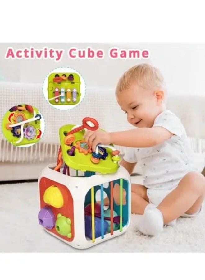 Montessori Toys for 1 to 3-Year-Old Boys Girls Toddlers, Baby Activity Center Shape Sorter 7 in 1 Sorting Box,Sorting & Stacking Toys for Toddlers and Kids Preschool, Educational Toys, Color Recognition Stacker Shape Sorter, Learning Puzzles Gift