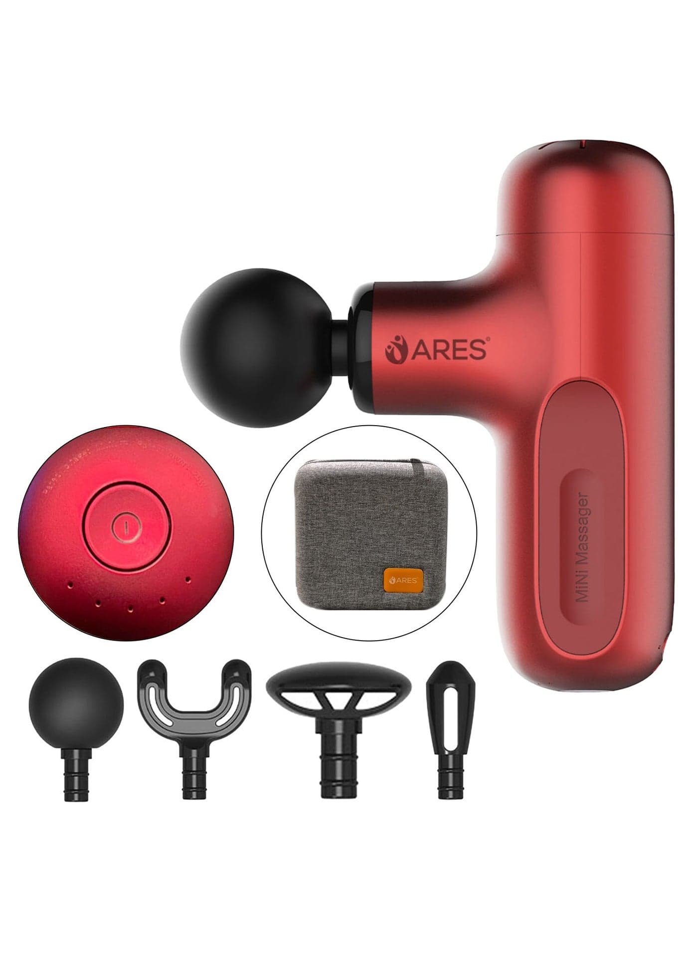 Gun Massager Handheld For Muscle 5 Speed Level 4 Detachable Heads Battery Capacity 3 Cell 2500Mah, Charging Time 2.5H 15Hs Work Continuous 1800-3000 Rpm 13.5Kg Push Force