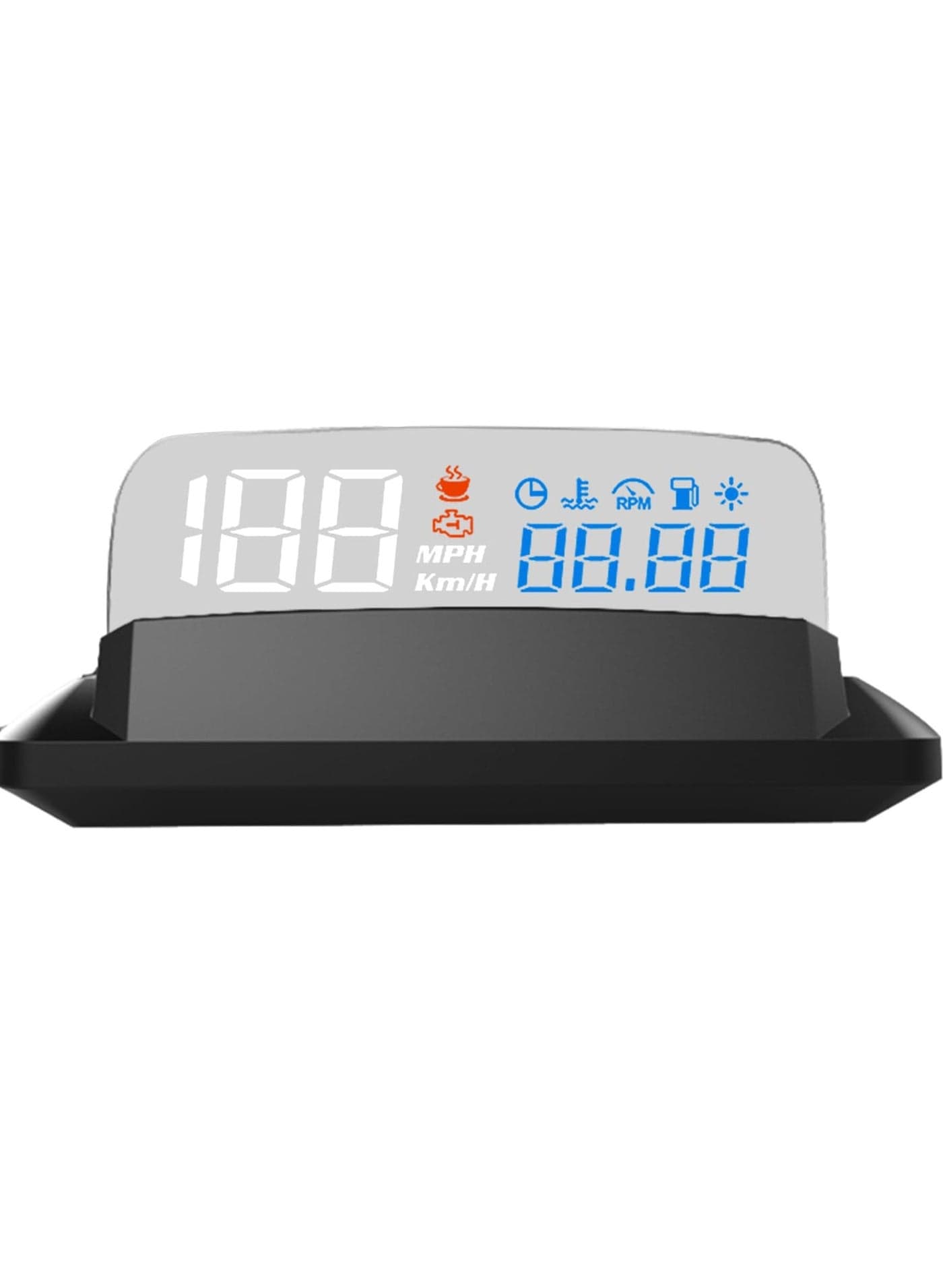 Car Head Up Display, OBD2 + GPS Dual System, Digital Speedometer KMH MPH, Mirror Speed Projector, OverSpeed Alarm, Fatigue Driving Warning