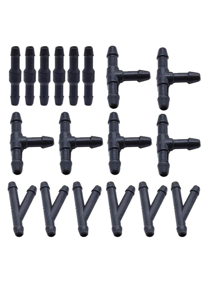 18 PCS Car Wiper Spray Pipe Joint T Y I Shaped Windshield Washer Nozzle Cleaning Water Hose Tube Accessories (Pack of 18)