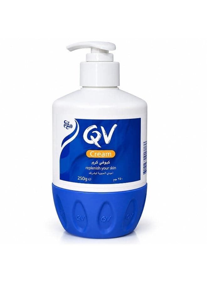 QV Cream Pump (250g) – 24-Hour Intensive Moisturizer for Extremely Dry & Sensitive Skin, Rich Hydrating Formula with Squalane, Fragrance-Free Non-Greasy Barrier Cream for Eczema Dermatitis & Psoriasis Relief 250grams