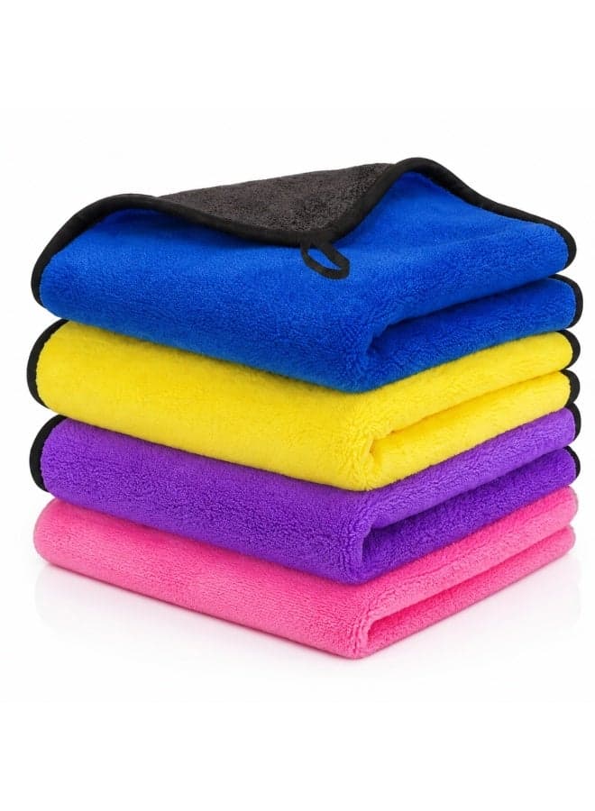 4pcs Microfiber Car Drying Towel for Car Cleaning and Detailing, Double Sided, Extra Thick Plush Microfiber Towel Lint Super Absorbent Detailing Towel for Car, Windows, Screen and Kitchen