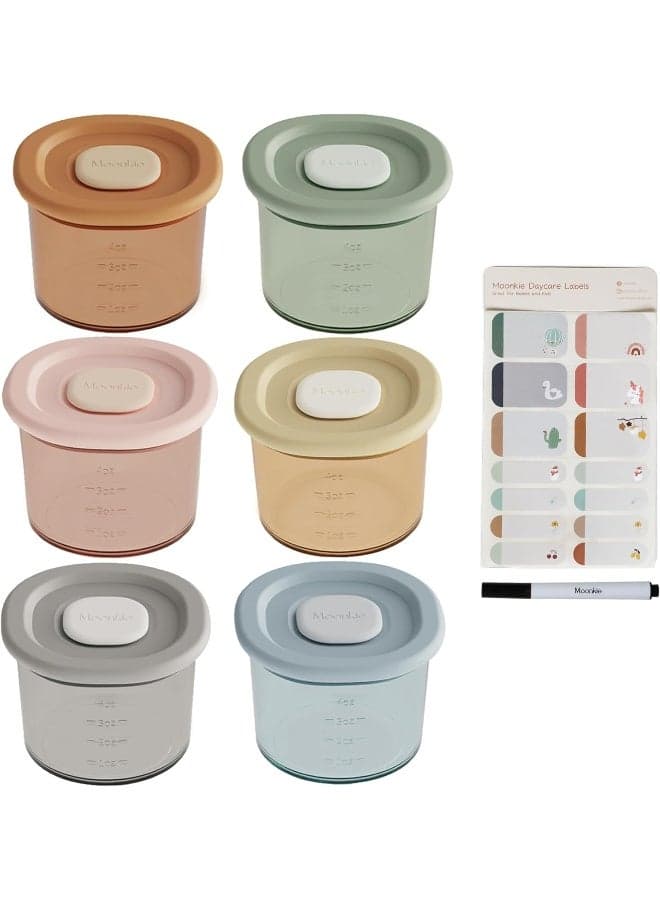 Moonkie Silicone Baby Food Containers | 4 oz Baby Food Storage Jars with Airtight Lids | Reusable Baby Food Jars, Freezer,Microwave and Dishwasher Safe, Perfect for Infant & Toddler