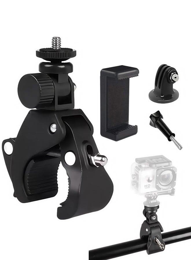 Bike Camera Mount with 1/4" Screw Bicycle Camera Clamp for Bike,Motorcycle, Scooter, Gopro, Electric Vehicles, 360° Rotation Handlebar Action Camera Smartphone