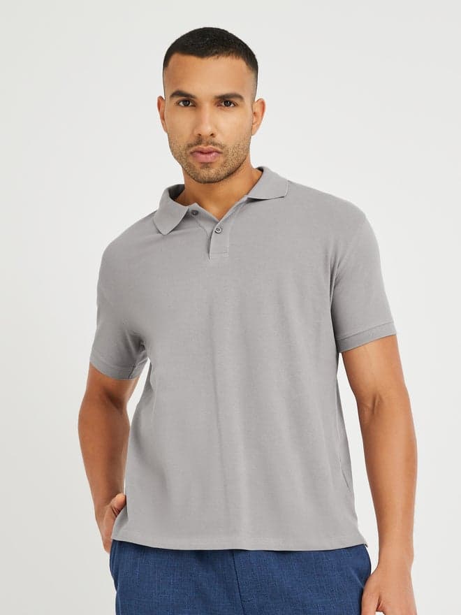 Solid Relaxed Fit Polo T-Shirt