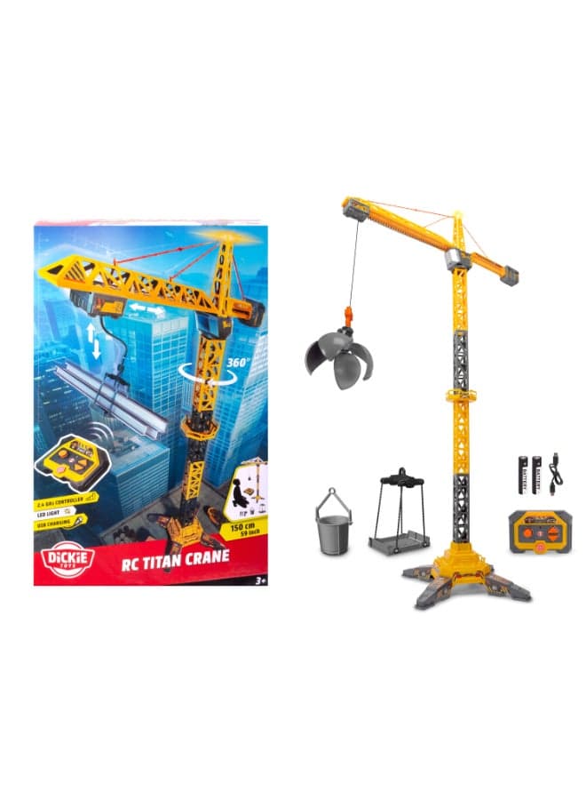Item 203729023-Dickie Toys - RC Titan Crane (150 cm) - Remote Controlled Toy Crane with 360° Rotation and Interactive Accessories, Play Crane with Remote Control and Light for Children from 3 Years,
