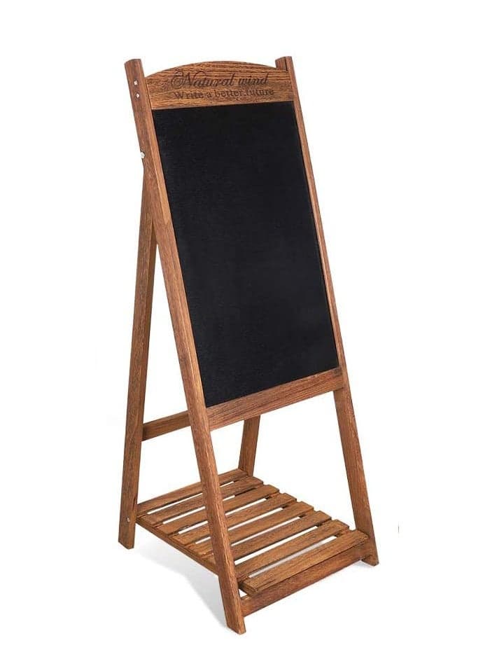 𝐅𝐅𝐃 Wooden A-Frame Chalkboard Sign 38" x 16" – Freestanding Magnetic Blackboard with Folding Stand & Storage Shelf – Rustic Double-Sided Message Board for Weddings, Restaurants, Cafés, and Events