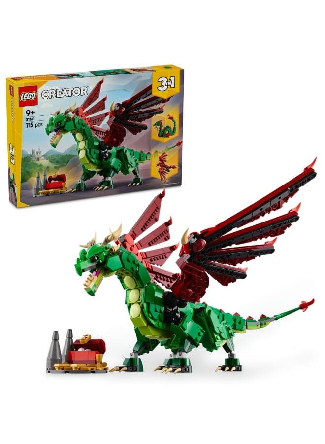 Creator 3in1 Medieval Dragon Figure, Creative Toy 31161 (Age 9+, 715 Pieces)