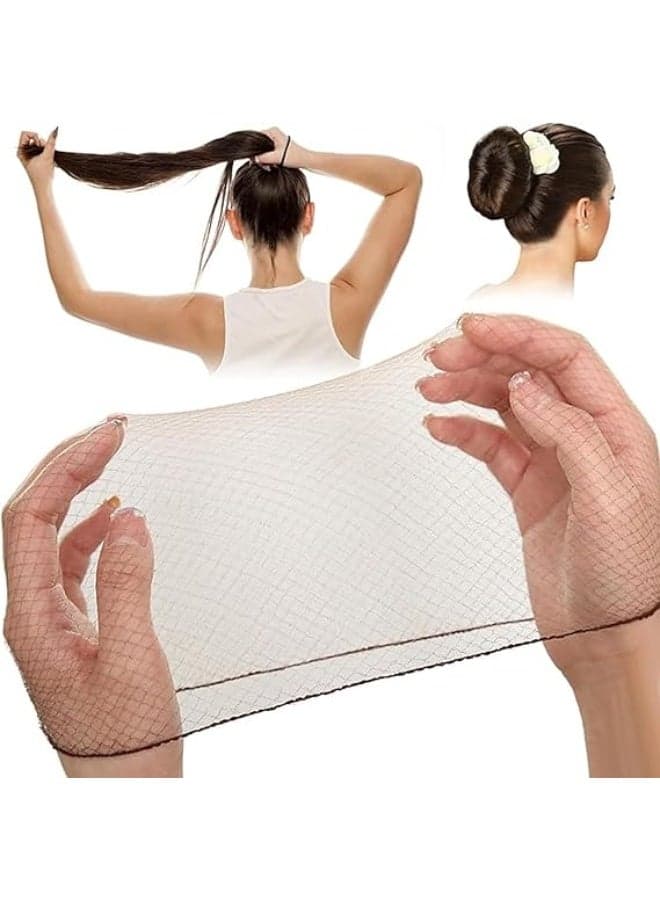 24 Inch Hair Nets, 100 Pcs Invisible Mesh Elastic Edge Hair Net for Women Food Service, Ballet Buns