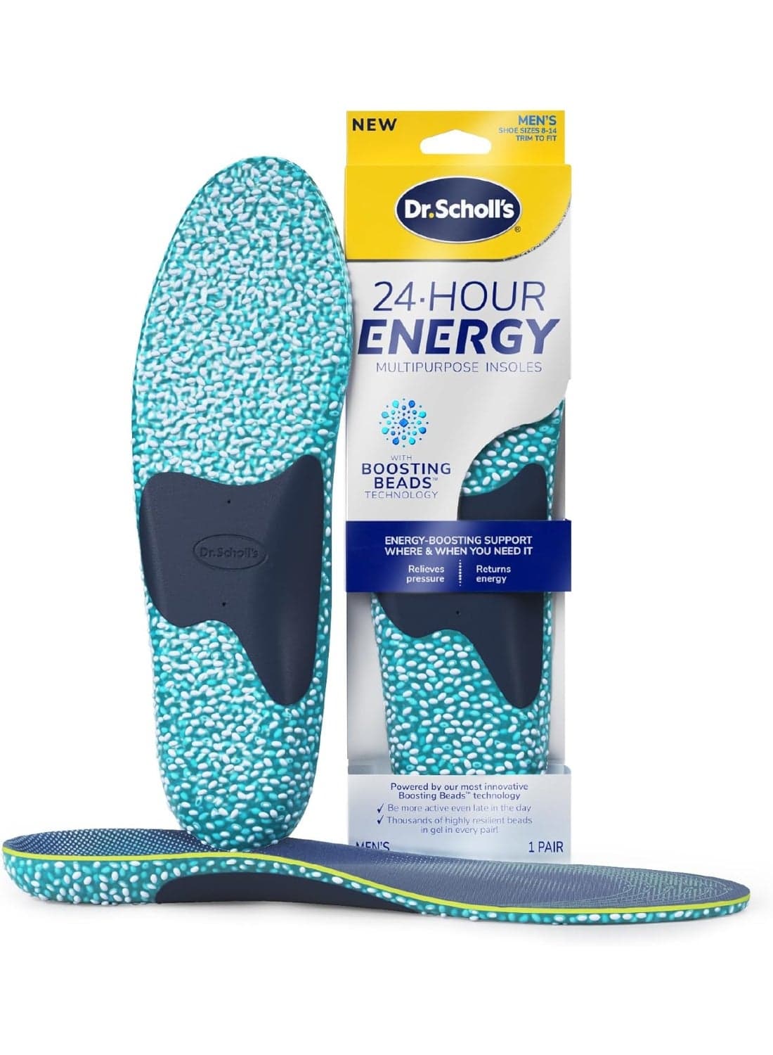 Dr. Scholl's® 24-Hour Energy Multipurpose Insoles, Returns Energy with Every Step, Relieves Foot Pressure & Tired Achy Feet, Memory Foam & Gel Insert, Men's