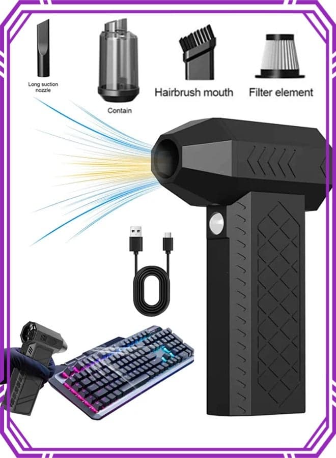 Jet Dry Mini Blower, 130000 RPM Portable Mini Jet Blower, Super Jet Fan Adjustable Speeds and Rechargeable, Cordless Jet Blower Car Dryer with Large Battery, and Type-C Fast Charging