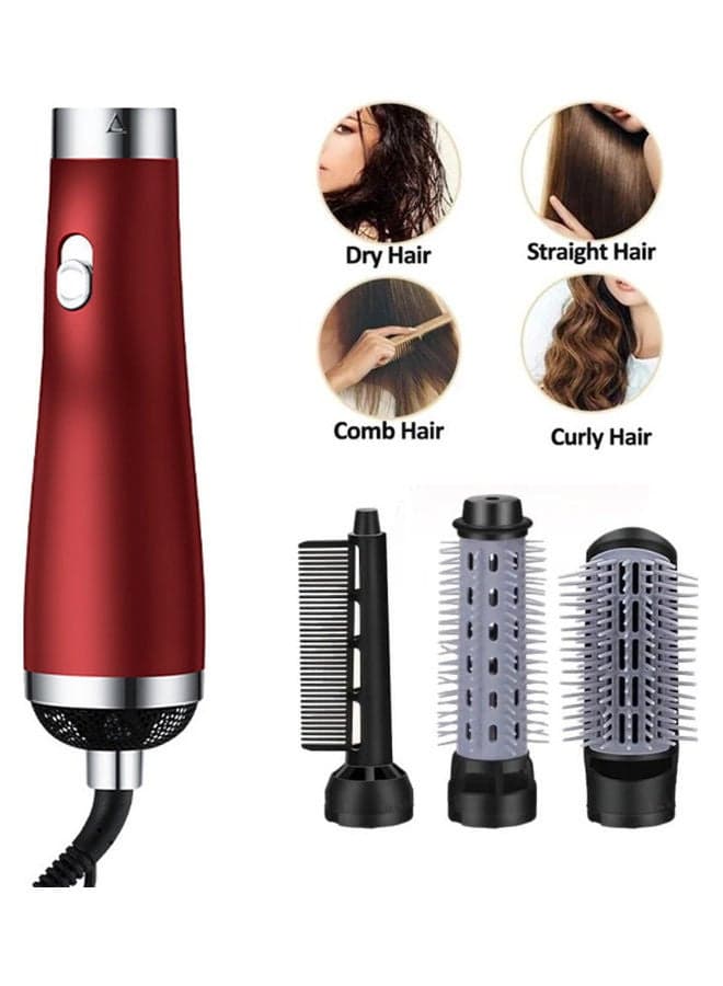 3 In 1 Electric Hair Dryer Rotating Brush Red 22x4cm