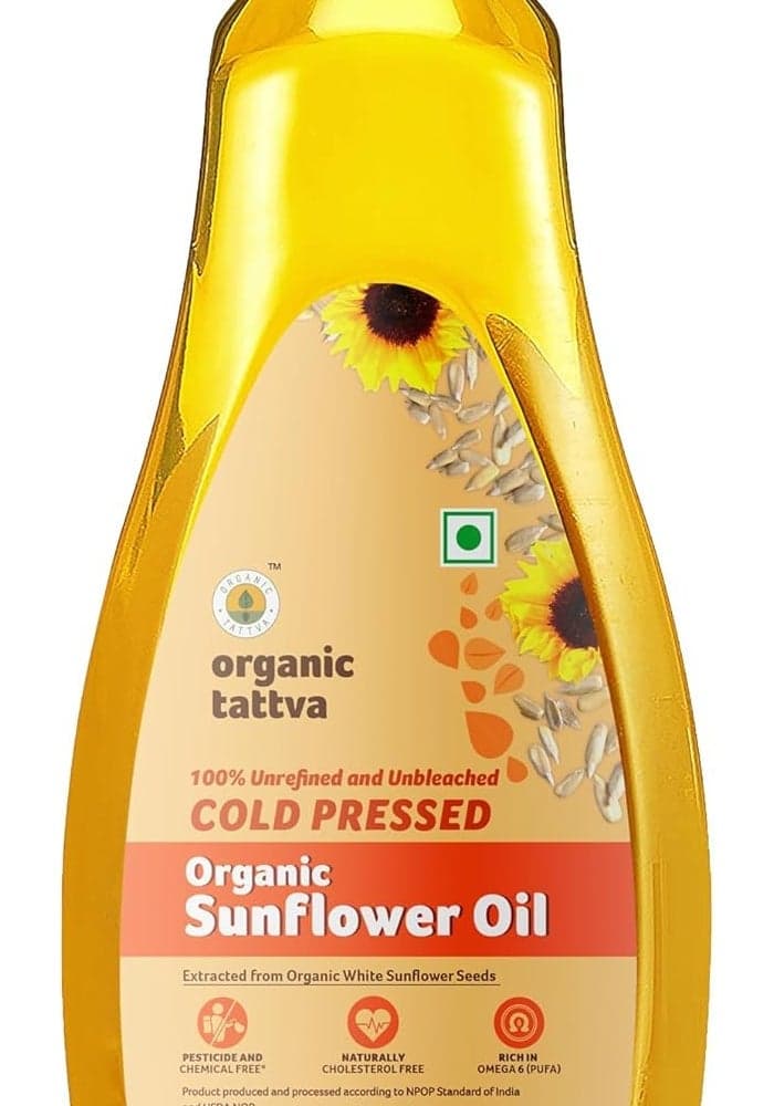 Organic Tattva Organic Sunflower Oil 1 Litre - Cold Pressed, Unrefined Cooking Oil