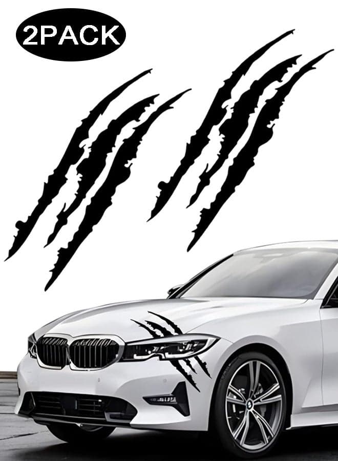 2PCS Claw Mark Decals for Cars, Headlight Car Sticker, Stripes Scratch Decal Vinyl for Pickup Motorcycles (Black)
