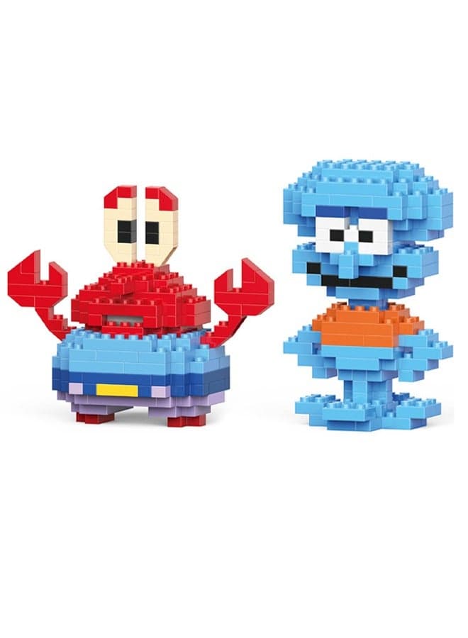 2 Packs Spongebob Series Building Bricks Set, Cartoon Bricks Set, Classic Mini Building Bricks, DIY Block Building Set Suitable for Boys and Girls Aged 14 and Up (2 Sets, 294 Pcs in Total)