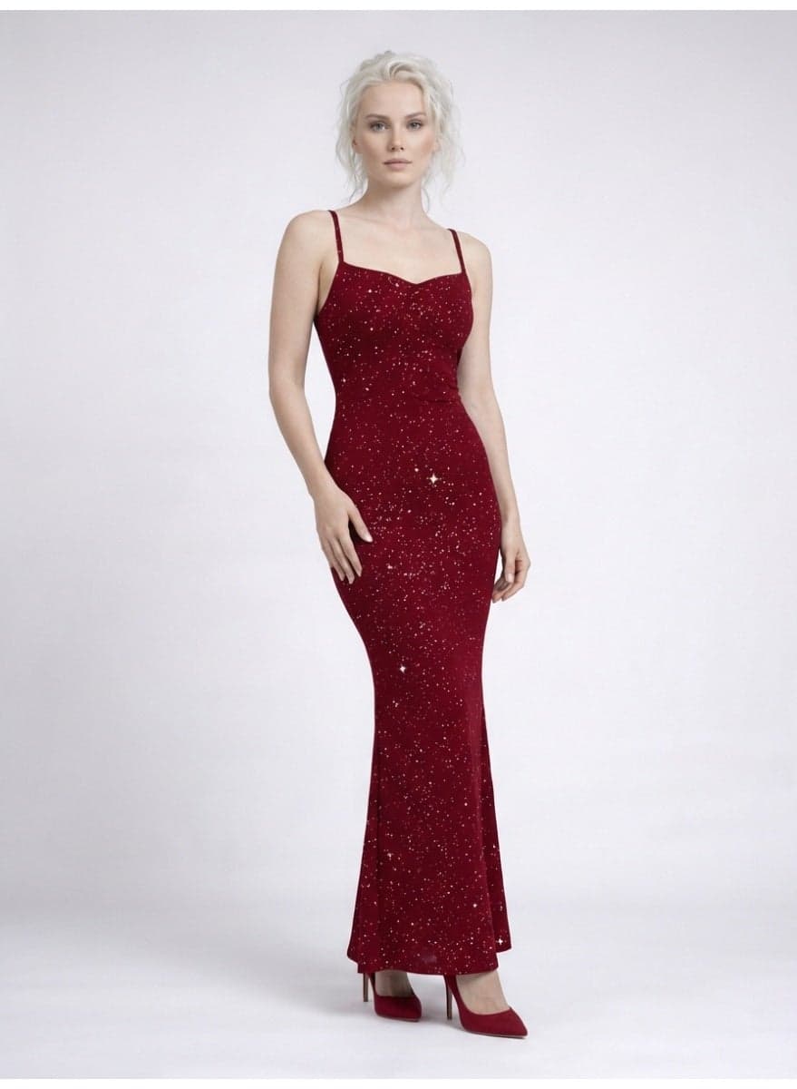 Red Spaghetti Strap Mermaid Dress – Fitted Style