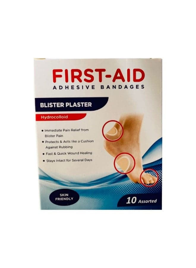 Adhesive Bandages Blister Plaster | Cushioning Protection, Fast Healing, Skin-Friendly Hydrocolloid For Foot & Heel, 10 Assorted Pcs