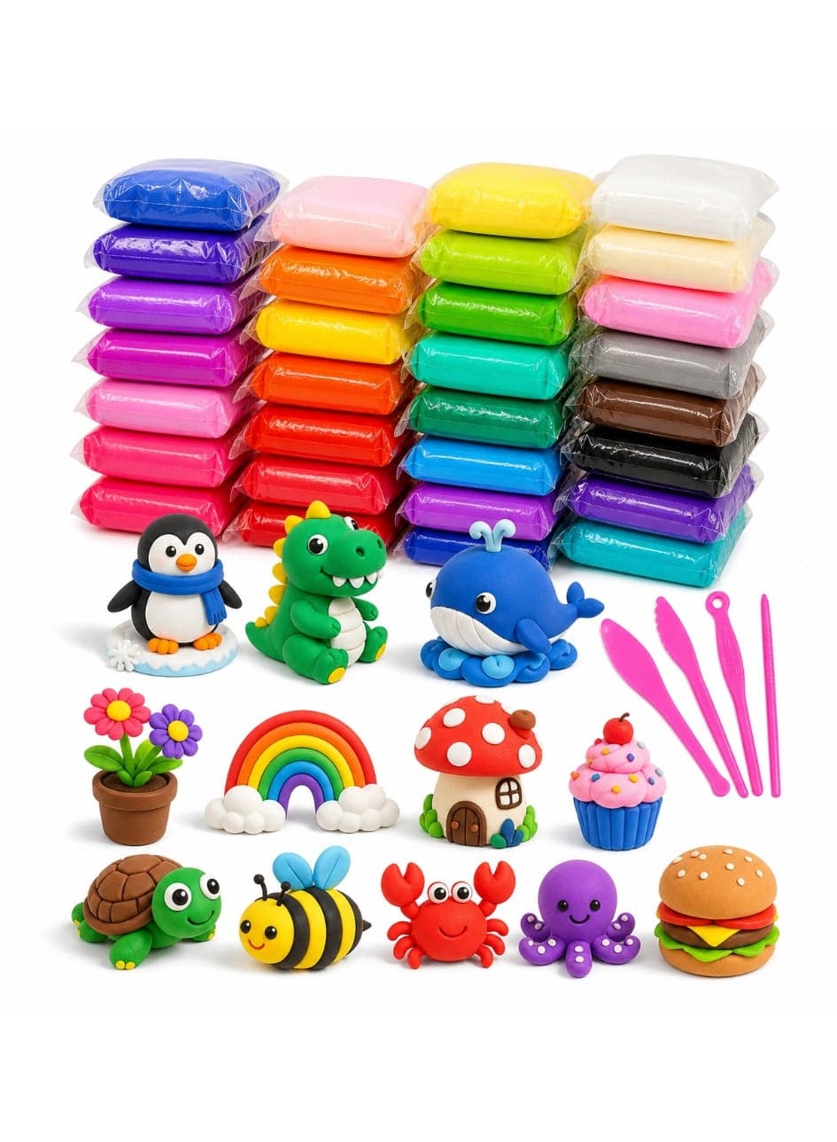 24 Colors Air Dry Clay Kit for Kids with Tools – Ultra Light Magic Modeling Clay, Soft Non-Toxic DIY Craft Set | Creative Toys for Boys & Girls Age 3+