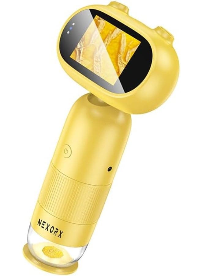 NEXORX Kids Digital Microscope – 500x Zoom, 2.0" HD Screen, 8 LED Lights, Built-in Camera, Manual Focus, Supports Up to 32GB Memory Card, Rechargeable 800mAh Battery