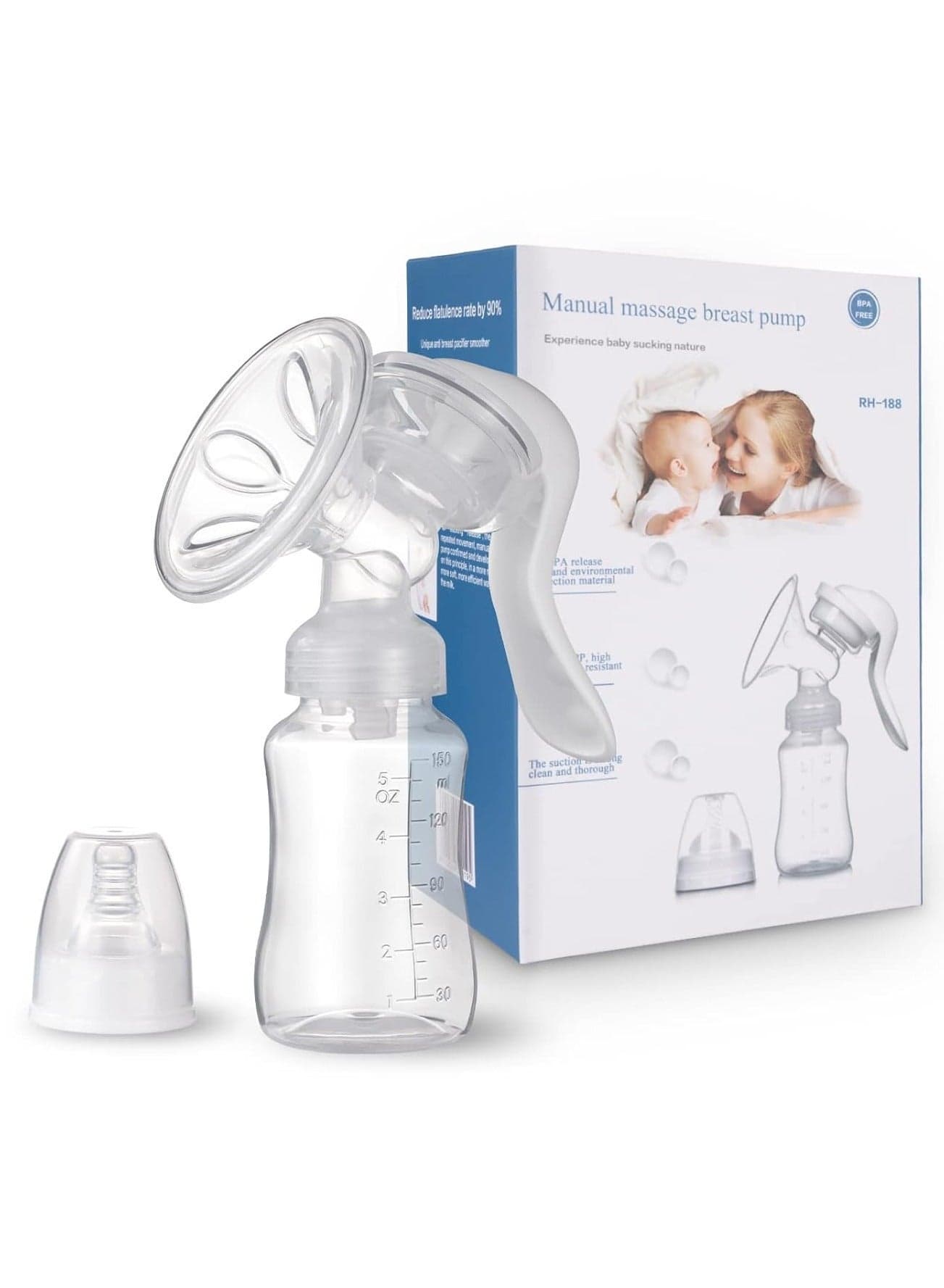 Manual Breast Pump, Adjustable Suction Silicone Hand Pump Breastfeeding, Small Portable Manual Breast Milk Catcher Baby Feeding Pumps & Accessories,