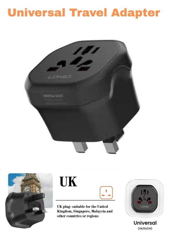Universal Conversion Plug for Travel Adaptor Connect to The Worldwide Charger Plug US/AU/EU/UK Black