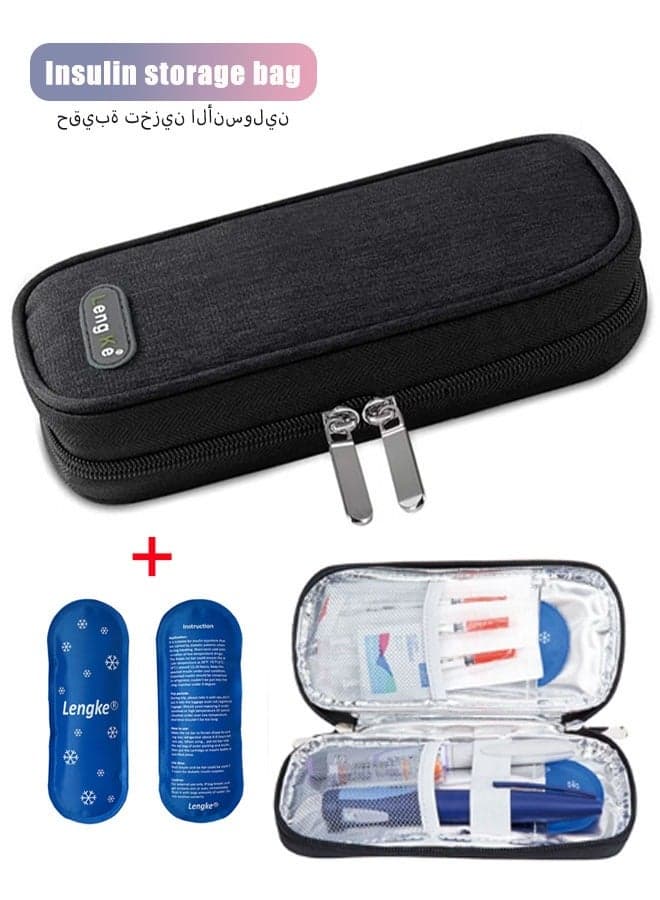 Medical Insulin Travel Carrying Case Insulated Cooling Bag With 2 Ice Packs