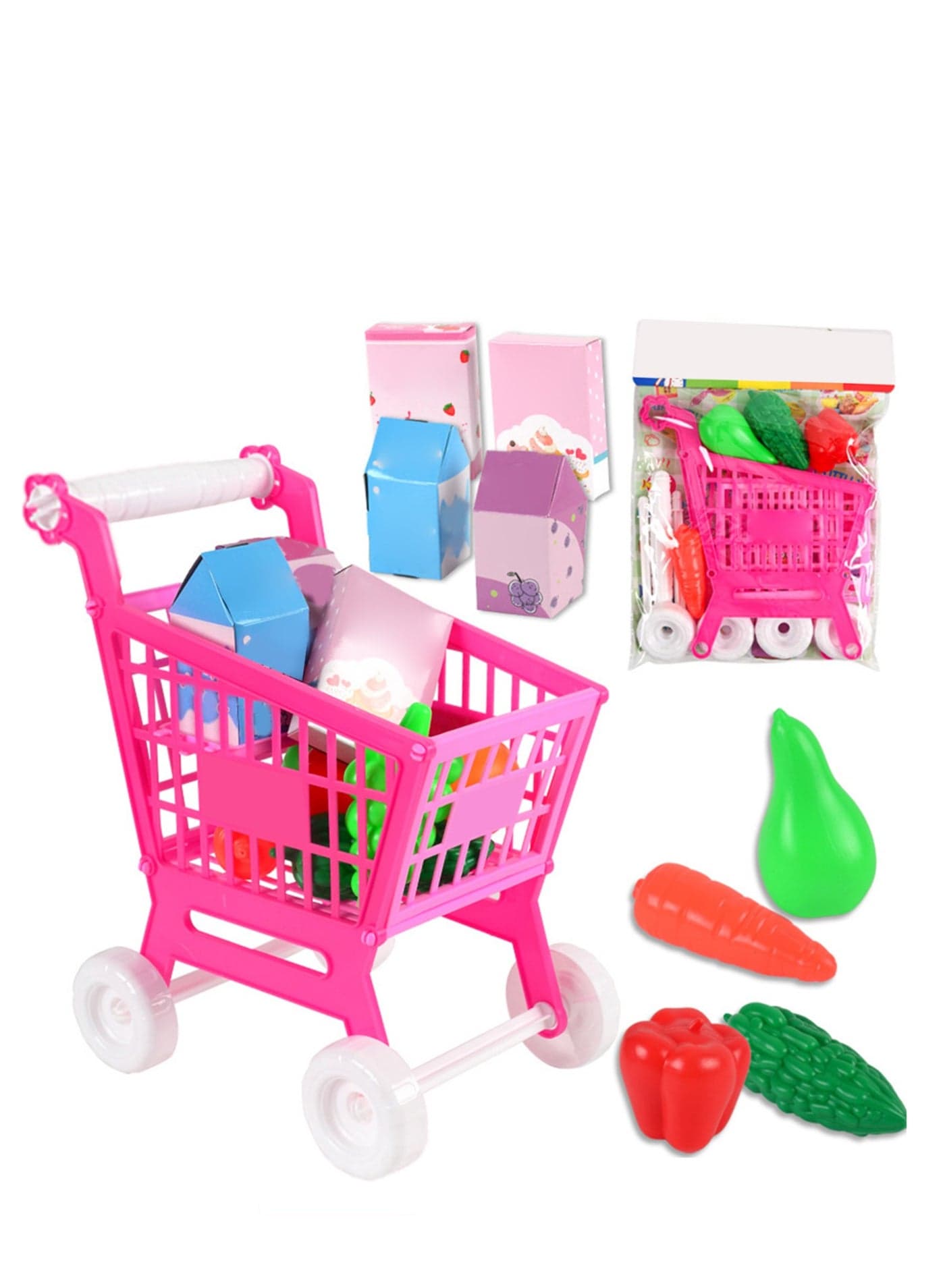 21PCS Shopping Cart Trolley Toy Set For Kids Role Play
