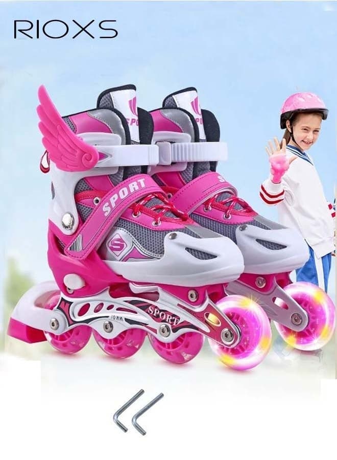 Kids Rollerskates,Roller Skating Shoes For Girls,Professional Roller Inline Skates For Beginners,High Performance Roller Skates,Girls Blades Skate With Light-up Wheels,Speed Racing Skates For Outdoor Indoor